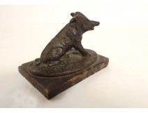 Small marble bronze boar paperweight sculpture 19th century