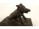 Small marble bronze boar paperweight sculpture 19th century