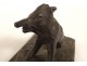 Small marble bronze boar paperweight sculpture 19th century