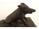 Small marble bronze boar paperweight sculpture 19th century