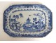 Porcelain octagonal dish Compagnie Indes white blue landscape pagoda XVIII