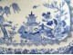 Porcelain octagonal dish Compagnie Indes white blue landscape pagoda XVIII