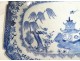 Porcelain octagonal dish Compagnie Indes white blue landscape pagoda XVIII