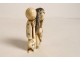 Netsuke Katabori character swivel head carved ivory Japan signed XIXth