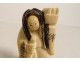 Netsuke Katabori character swivel head carved ivory Japan signed XIXth