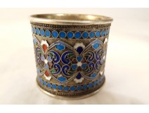 Russian silver napkin ring enamel Lebedkin Moscow PB 40.94gr XIXth