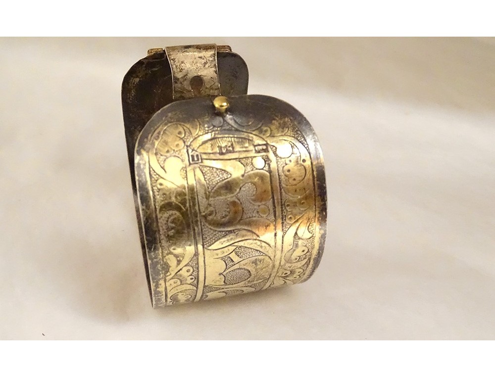 Bracelet Ancien En Argent Massif Et Or XIXème Siècle De Baptême - Occasion - Avec Breloques