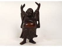 Statue sculpture wood root Laughing Buddha standing China 20th century