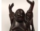 Statue sculpture wood root Laughing Buddha standing China 20th century