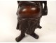 Statue sculpture wood root Laughing Buddha standing China 20th century