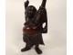 Statue sculpture wood root Laughing Buddha standing China 20th century