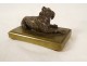 Sculpture gilt bronze paperweight dog lying spaniel XIXth century