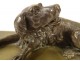 Sculpture gilt bronze paperweight dog lying spaniel XIXth century