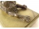 Sculpture gilt bronze paperweight dog lying spaniel XIXth century