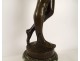 Bronze sculpture naked woman Eve snake Garden Eden Van Den Bossche XIXth