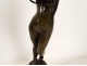Bronze sculpture naked woman Eve snake Garden Eden Van Den Bossche XIXth