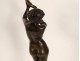 Bronze sculpture naked woman Eve snake Garden Eden Van Den Bossche XIXth