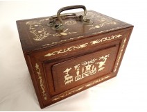 Chinese Mahjong game box exotic wood tiles bamboo birds China twentieth
