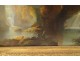 HST landscape painting Italian school characters waterfall frame stuccoed XIXth