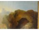 HST landscape painting Italian school characters waterfall frame stuccoed XIXth