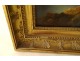 HST landscape painting Italian school characters waterfall frame stuccoed XIXth