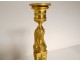Pair gilt bronze candlesticks caryatids pharaohs Return Egypt Empire XIXth