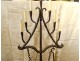 Large church torchiere candelabrum 7 lights wrought iron Haute Epoque XVIIth
