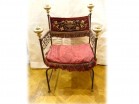 Curule armchair wrought iron bronze Italy tapestry Haute Epoque XVIth century