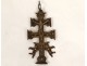 Croix Caravaca bronze Christ crucifix angelots calice Espagne XVIIè siècle