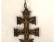 Croix Caravaca bronze Christ crucifix angelots calice Espagne XVIIè siècle