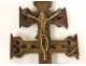 Croix Caravaca bronze Christ crucifix angelots calice Espagne XVIIè siècle