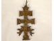 Croix Caravaca bronze Christ crucifix angelots calice Espagne XVIIè siècle