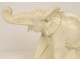 Sculpture éléphant céramique blanche craquelée signée Dolly Art Déco XXè