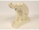 Sculpture éléphant céramique blanche craquelée signée Dolly Art Déco XXè