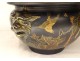 Cache-pot céramique Toul Bellevue Auguste Majorelle japonisant oiseaux XIXè