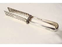 Russian solid silver asparagus tongs Moscow 1879 243gr monogram 19th century
