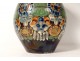 Vase faïence émaillée polychrome Thoune Suisse fleurs feuillage XIXè siècle