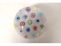 Sulfure presse-papier cristal Baccarat millefiori fleurs 1982 XXème siècle