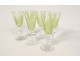 6 verres à pied à vin cristal taillé couleur verte chartreuse fin XIXème