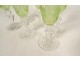 6 verres à pied à vin cristal taillé couleur verte chartreuse fin XIXème