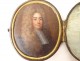 Miniature peinte portrait homme de loi magistrat étui cuir XVIIIème siècle