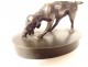 Encrier bronze chien de chasse lièvre sculpture XIXème siècle