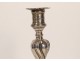 Regency silvered bronze candlestick with foliage and flowers, 18th century