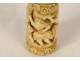 Etui cylindrique à message ivoire sculpté personnages Haute Epoque XVIème