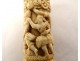 Etui cylindrique à message ivoire sculpté personnages Haute Epoque XVIème