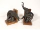 Paire serre-livres sculptures éléphants Ary Bitter bronze Art Déco XXème