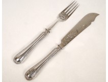 Cutlery fork knife silver Minerve 19th