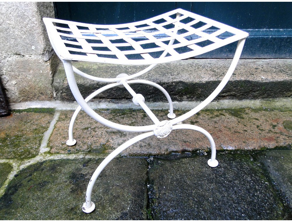 Stool X Design Vintage wrought iron 19th