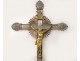 Processional cross in gold silver bronze Christ 19th