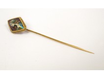 Hairpin gold tie Enamels of Limoges 19th